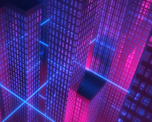 Neon lit city
