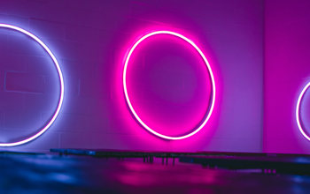 Neon circles on a wall