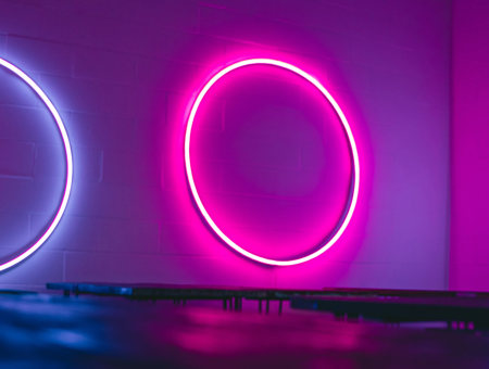Neon circles on a wall