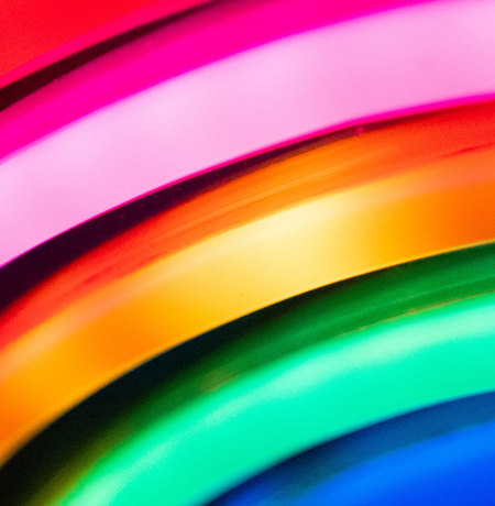 Neon circles in red pink orange green and blue