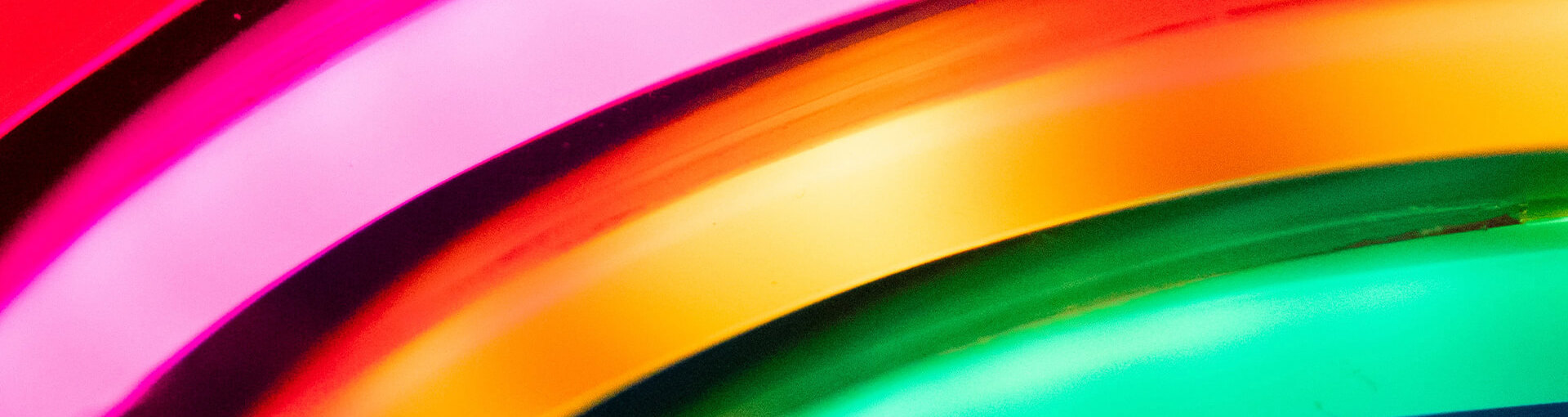 Neon circles in red pink orange green and blue