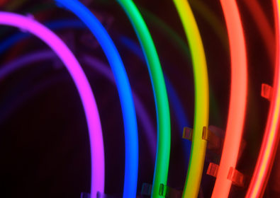Neon lights in rainbow pattern