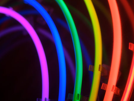 Neon lights in rainbow pattern