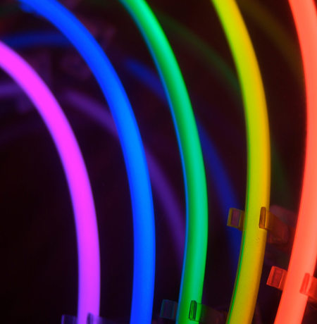 Neon lights in rainbow pattern