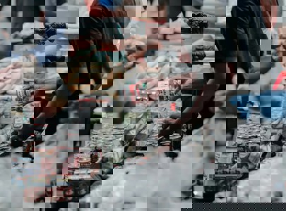 People sorting out food at a foodbank