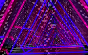 Neon lighting in trianble shapes layered on top of each other