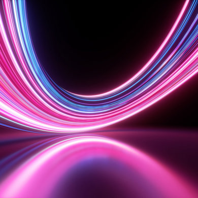 Abstract image of neon lighting in pink semi-circle