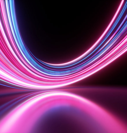 Abstract image of neon lighting in pink semi-circle