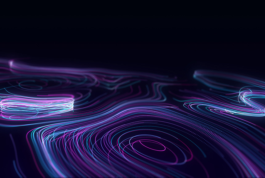 Neon Purple And Blue Lines Formed In Abstract Circles