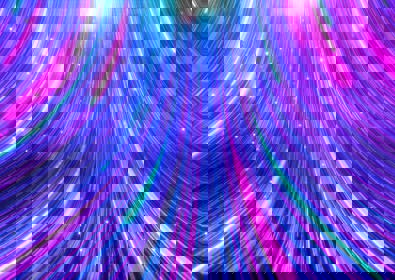 Bright neon light trails in blue pink and purple
