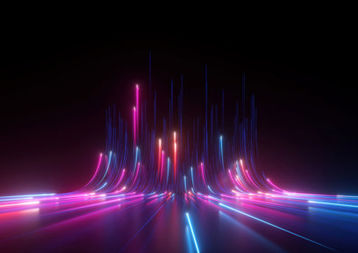 neon lights going toward horizon