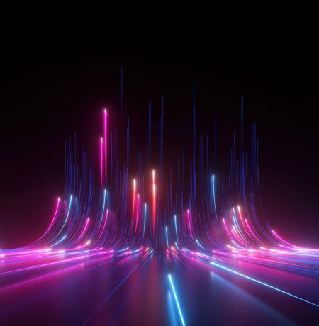 neon lights going toward horizon