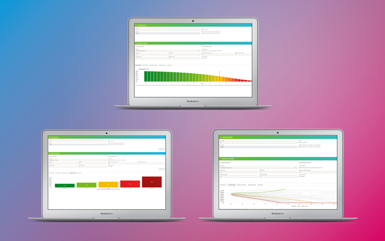 Screenshots of the sustainable income tool