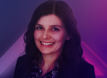 Image of Samantha Kay on a neon pink and purple background