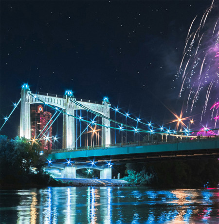 Fireworks Over A Bridge