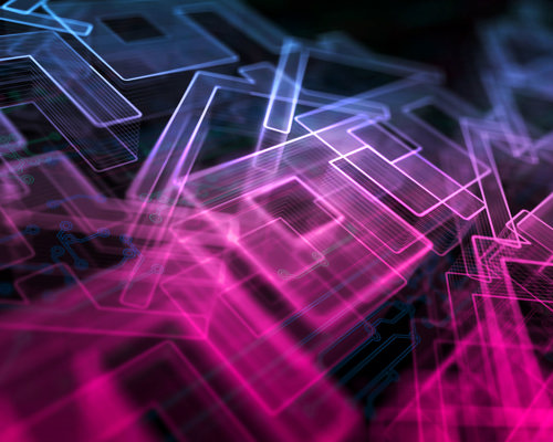 Abstract neon drawings of house