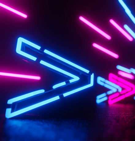 Abstract image of neon arrows and lights