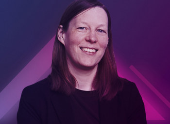 Image of Anna Hawkins on a neon pink and purple background