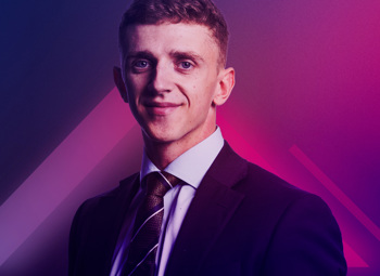 Image of Daniel Kowalewicz on a neon pink and purple background