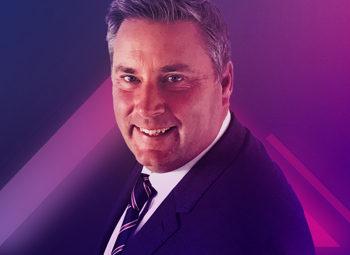 Image of Andy Pook on a neon pink and purple background