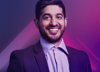 Image of Kameel Kapitan on a neon pink and purple background