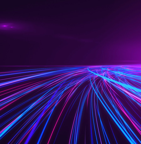 Abstract image of fine neon lines going into the horizon